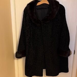 Gorgeous, VINTAGE, Persian Lamb Coat With Mink Cuffs and Collar